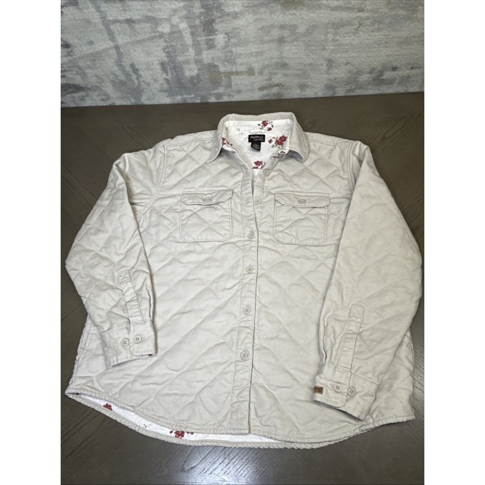 Women's Lg Guide Series Quilted Tan Jacket floral‎ inside